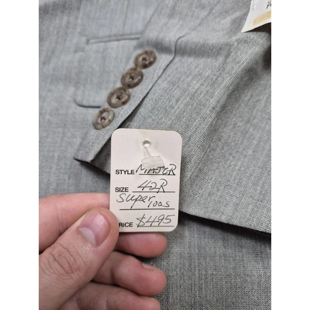 VTG G Kramon Suit Jacket Mens 42R Gray Wool Super 100s Tropical USA Classic Fit